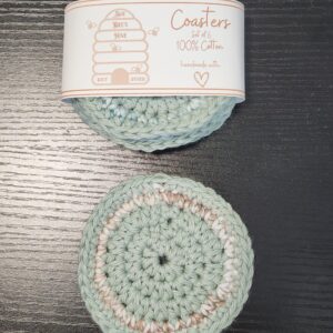 Crochet Coasters - 100% Cotton - Sage Green
