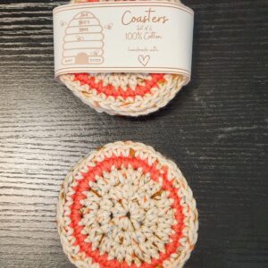 Crochet Coasters – 100% Cotton – Natural Fleck Sage